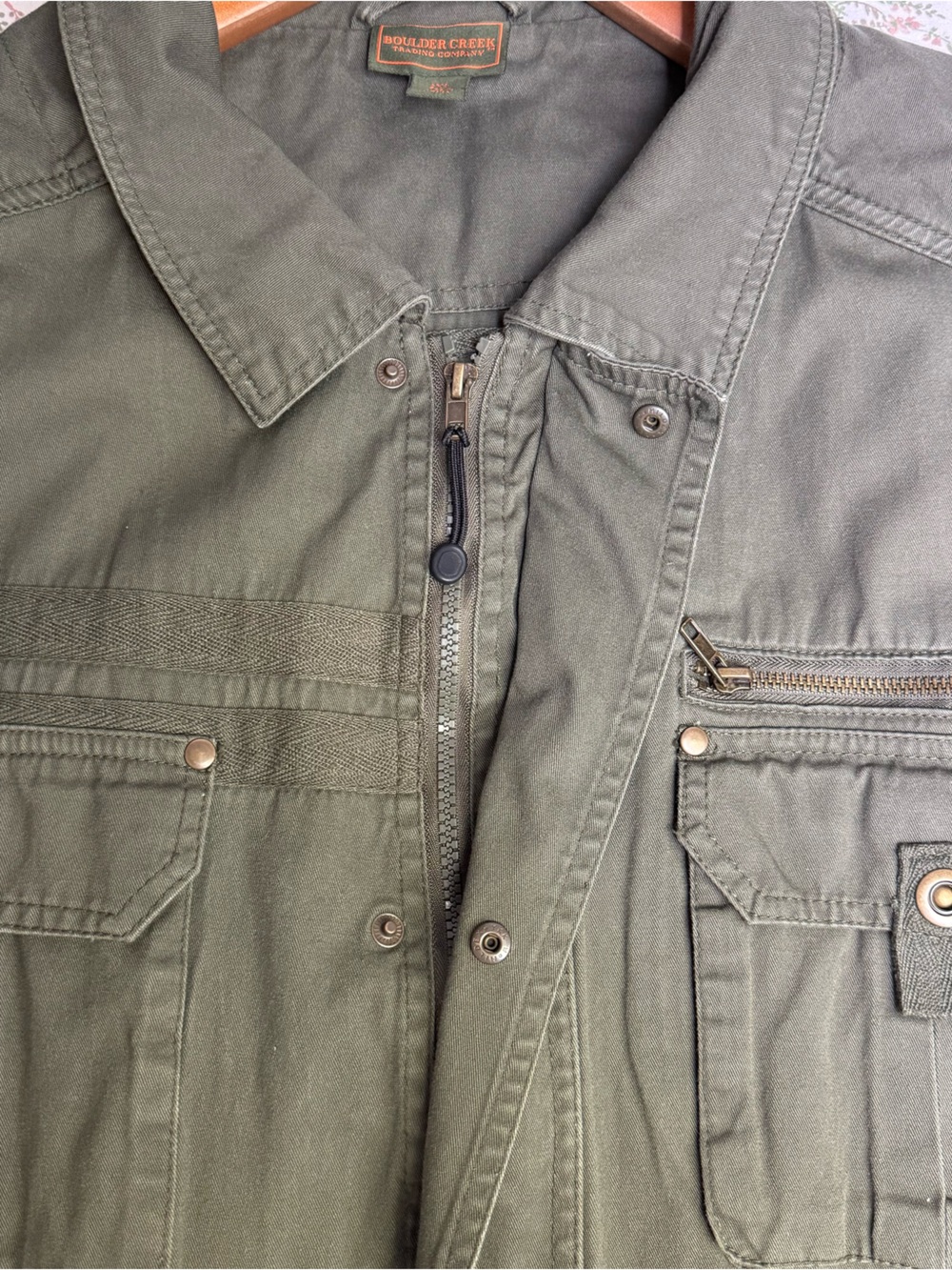 Boulder Creek Olive Military Field Jacket with Utility Pockets - Picture 12 of 14